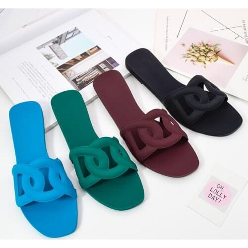 Summer Beach Woman Flip Flops Valentine Slippers PVC Slides Female Sandals Slip on Flat with Women Home Slippers Jelly Shoes