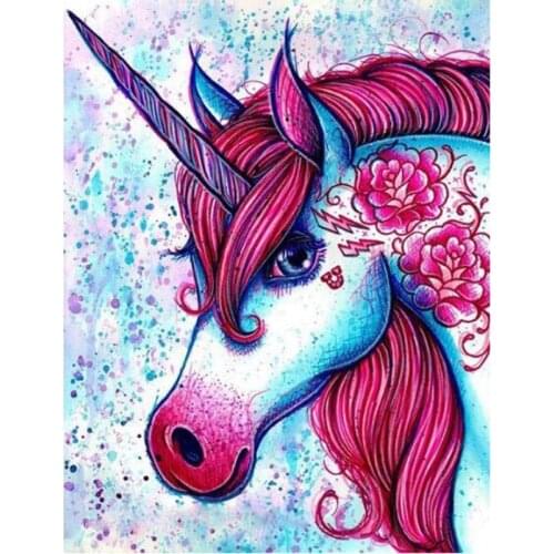 Red unicorn horse Animal Child DIY Digital Painting By Numbers Modern Wall Art Canvas Painting Unique Gift Home Decor 40x50cm