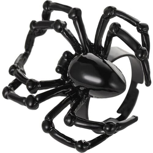 Neo Gothic Simulation Spider Ring Punk Style Halloween Spoof Toy Accessories Mens and Womens Hip Hop Party Jewelry Gifts