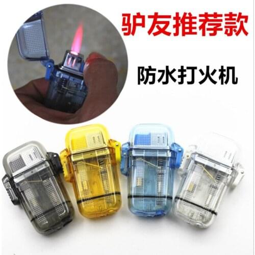 Novelty Transparent plastic waterproof Butane inflatable gas cigarette lighter jet Turbo torch red flame outdoors Camping tools