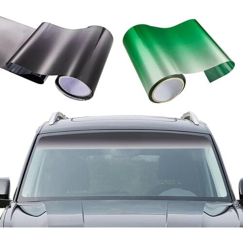 Window Sun Visor Strip 150*20CM Car Tint Film Front Windshield UV Shade DIY Decal Banner Black Green PVC