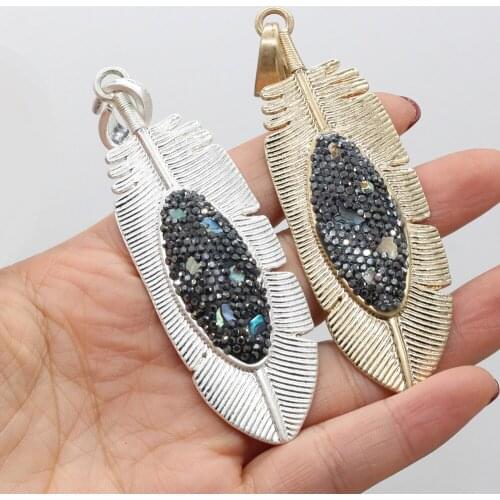 Zinc Alloy Feather Eye Shell Pendant Crafts DIY Gentle Retro Elegant Charm Necklace Sweater Chain Jewelry Accessories Making