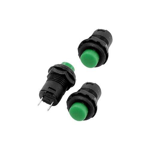 PCB Soldering 12mm Dia Momentary Green Push Button AC 125V 3A AC 250V 1.5A