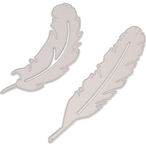 Feather Christmas Metal Cutting Dies Stitched DIY Scrapbooking Stamps Craft Embossing Die Cut Making Stencil Template
