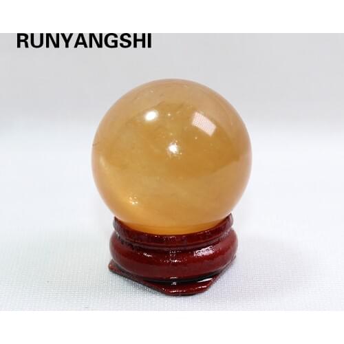 30mm Rare Yellow Natural Stones Feng Shui Crystal Ball & Minerals Raw Quartz Crystals Figurines Gifts Home Decor Drop Shipping