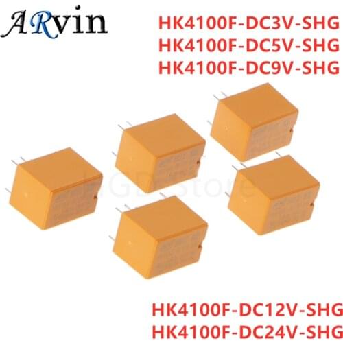 10pcs/Lot Relay HK4100F-DC5V-SHG HK4100F-DC12V-SHG HK4100F-DC24V-SHG HK4100F-DC3V-SHG 5V 9V 12V 24V 3A 6pins Mini Power Relays