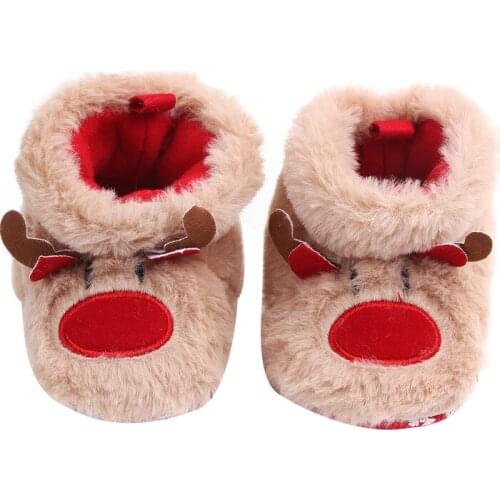 Christmas Baby Girls Boys Snow Boots Soft Sole Anti-Slip Crib Shoes Winter Warm Cozy Bowknot Booties