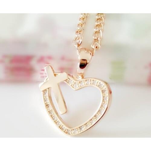 Office Women Pendants New Fashion 585 Rose Gold Color Jewelry Trendy Heart Shape Charms Gift