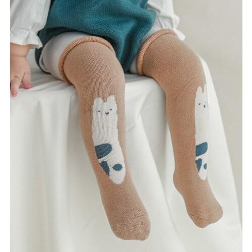 1 Pair Spring Autumn Winter Cotton Lace Double Needle Children Breathable Socks Solid Baby Girls Knee Socks School