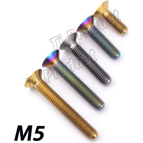 1Pcs Titanium Screw M5 x 10 12 15 20 25 35mm Allen Key Flat Countersunk Head Screw Grade 5 Ti Bolt Fasteners
