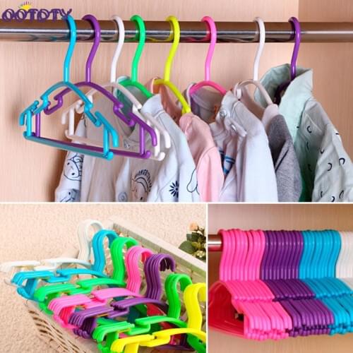 10PCS/Lot Non-Slip Plastic Kids Children Toddler Baby Clothes Coat Hangers Hook PVC Plastic and High Quality for Clothes Racks