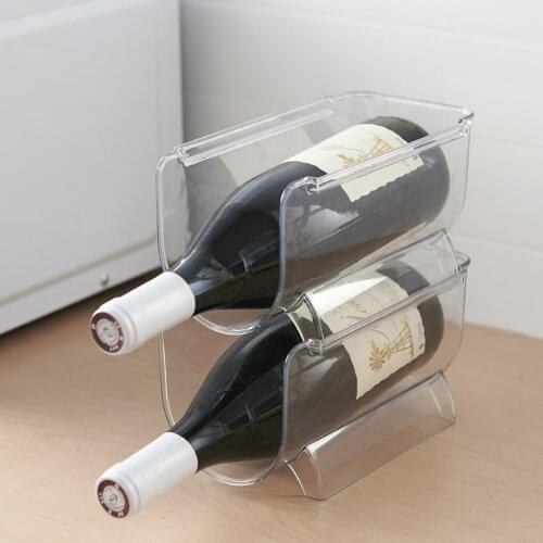 2pcs Transparent Wine storage rackFridge Red Wine Bottle Holder PP Rack Refrigerator Wine Storage Organizer Stand