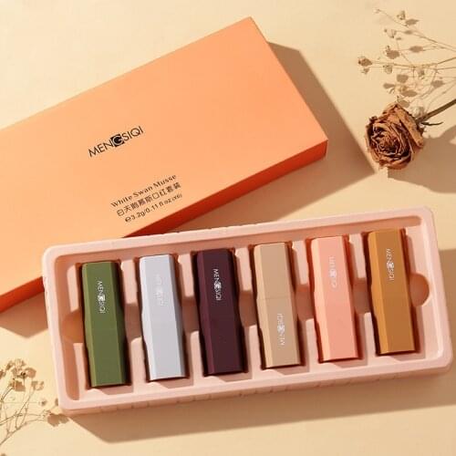 6PC/Set Fashion Packing Matte Solid Lipstick Set Waterproof Long Lasting Moisturizing Lip Stick Gift Box Makeup Cosmetics Set