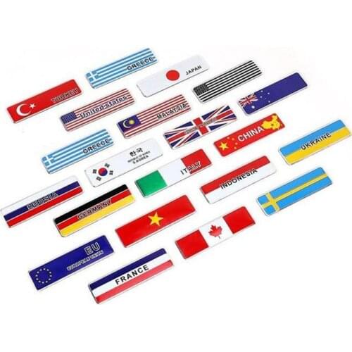 Aluminum Alloy South Korea US UK Russia National Emblem Country Flags Car Stickers Automobiles Motorcycles Styling Accessories