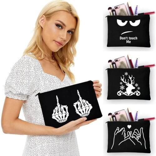 White Picture Makeup Bag Pouch Travel Outdoor Girl Women Cosmetic Bag Toiletries Organizer Lady Storage Make Up Pencil Case