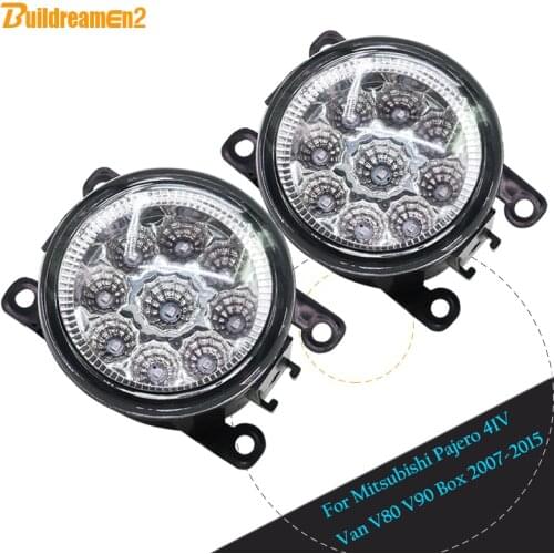Buildreamen2 For Mitsubishi Pajero 4/IV Van V80 V90 Box 2007-2015 Car Fog Light DRL Daytime Running Light LED Light 12V 2 Pieces
