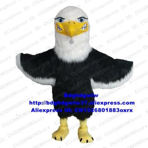 Black White Long Fur Eagle Hawk Tercel Tiercel Falcon Vulture Mascot Costume Adult Character Party Annual Symposium zx142