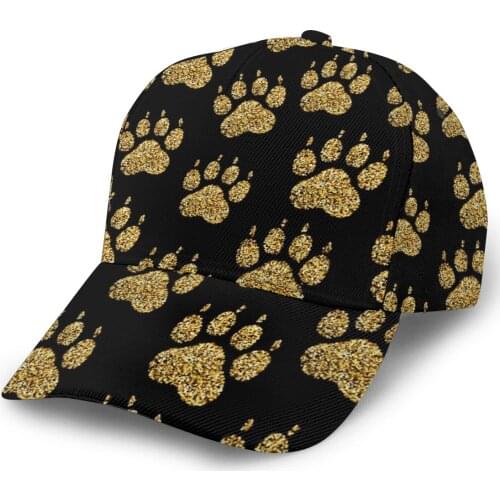 CINESSD Golden Glitter Dog Paw Print Outdoor Sport Caps Baseball Hat Men Women Visor Cap Baseball Cap Street Hip Hop Caps