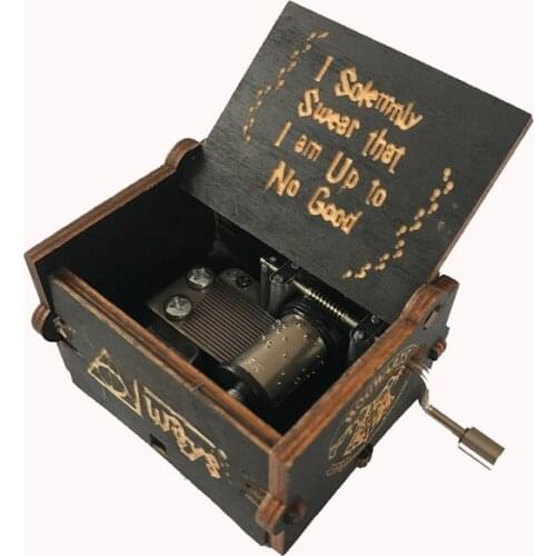 Harried Cranked wooden Music Box Christmas new year birthday for Children