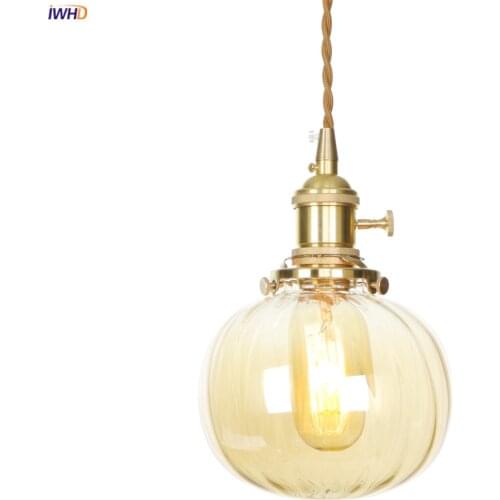 IWHD Nordic Style Glass Ball LED Pendant Light Fixtures Switch Bedroom Dinning Living Room Japan Copper Modern Hanging Lamp