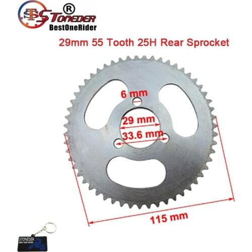 STONEDER 29mm 55 Tooth 25H Pocket Bike Rear Chain Sprocket For 47cc 49cc 2 Stroke Engine Chinese Mini ATV Quad Goped Scooter