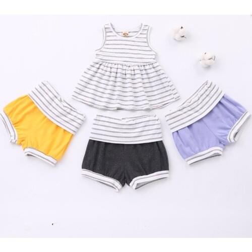 Baby Girl Clothes Set Girls Clothing Sets 2 Pcs Striped Sleeveless Tops+short Pants Casual Soft Comfortable Baby Clothes 0-18M