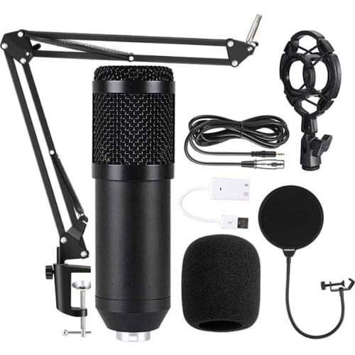 BM800 Speaker Mic with Shock Mount Arm Scissor Stand Filter Studio Condenser Microphone for Computer Notebook PC