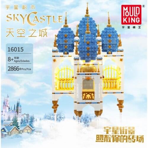 MOC Dream Sky Castle LED Bricks City Street Model Kit Building Blocks Toys For Children Compatible With lepining Creator Expert