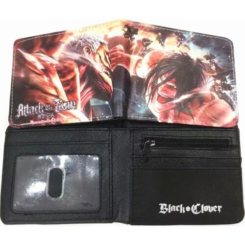 Anime Attack onTitan Pu Wallet Student Teenager Ackerman Photo Card Holder Casual Short Zip Coin Pocket Boys Girls Layers Purses