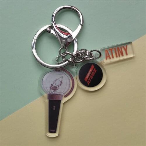KPOP ATEEZ Light Stick Pendant Acrylic Keychain Keyring Hongjoong Yunho San Bag Accessories For Fans Collection G40