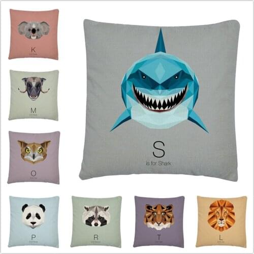 Art animal Avatar Alphabet Cartoon Pattern Linen Cushion Cover Pillowcase Home Sofa Car Decoration Pillowcase 45X45Cm