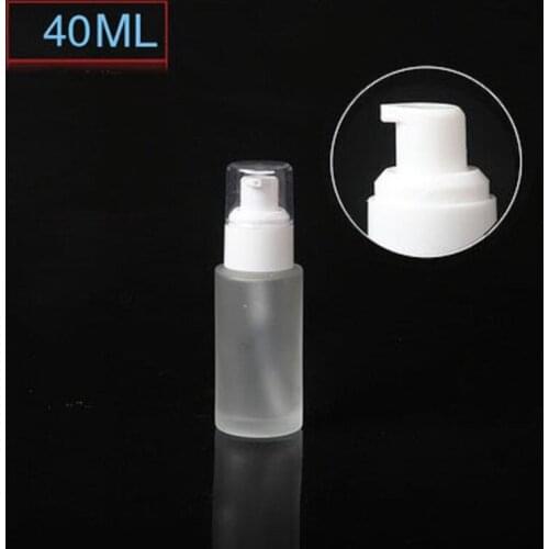 40ml frosted/green/blue glass bottle with white pump clear lid for serum/lotion/emulsion/foundation/skin care cosmetic packing