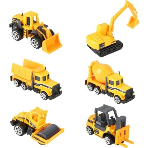 6pcs Mini Diecast Car Model Engineering Toy Vehicles Dump Truck Forklift Excavator Model Car Mini Gift For Kids Boys