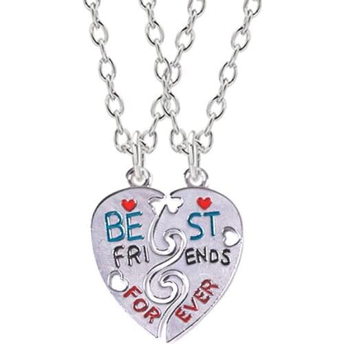 2-piece Set Best Friend Necklace Female BFF Metal Pendant Choker Men And Women Classmate Friendship Jewelry Gift 2020 New