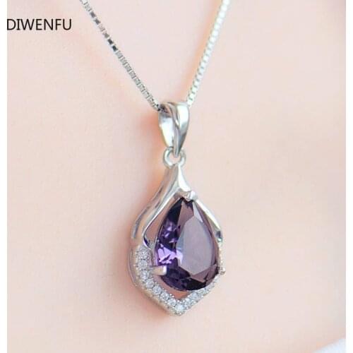 Natural Amethyst S925 Silver Necklace Female Pendants Clavicle Chain Accessories Peridot Gemstone Bizuteria Jewelry Pendants