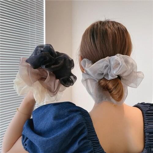 Oversized Scrunchies Organza Hair Tie Elastic Hair Band Women Girls Ponytail Holder Fashion Hair Ropes Headband Hair Accessories