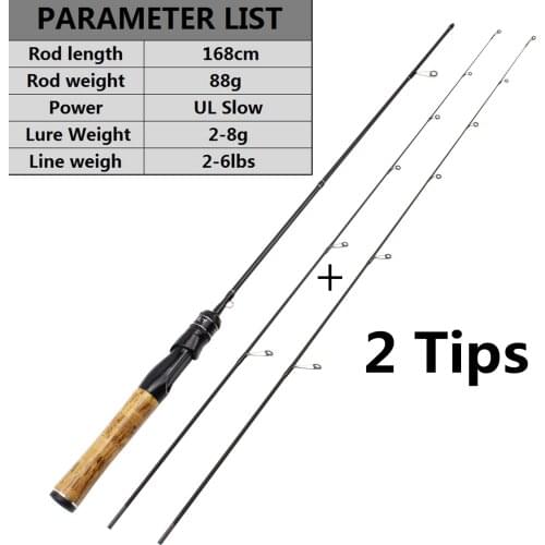 NEW 1.68m carbon lure fishing rod 2tips Slow motion Casting Spinning Fishing Rods Ultralight Fishing Pole child beginner pole