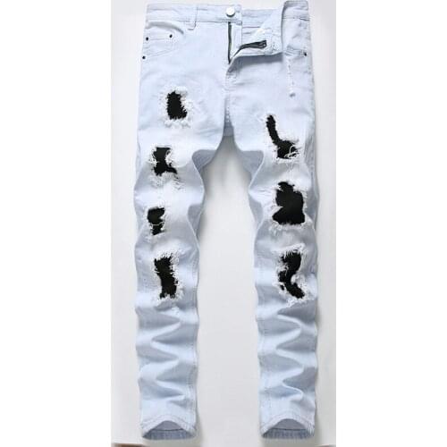 New Men Jeans Mens Skinny Elastic Slim Straight Biker Jeans Male Casual Denim Pants Vaqueros Hombre Plus Size 42