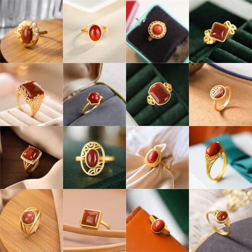 Original Epoxy Enamel Porcelain Craftring Chinese retro palace style gilt light luxury womens brand jewelry