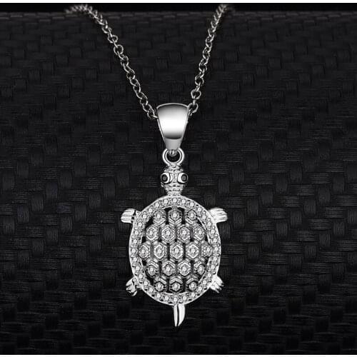 S925 Sterling Silver Tortoise Necklace Micro Inlay Pendant Sea turtle Animal Temperament Fashion Ladies Secklace Clavicle Chain