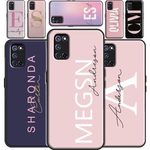 Personalised Initials Rose Monogram Name Phone Case For OPPO A5 A9 A31 A53 2020 A5S A3S A1K A15 A52 A72 A91 Reno 2 Z 4 Pro