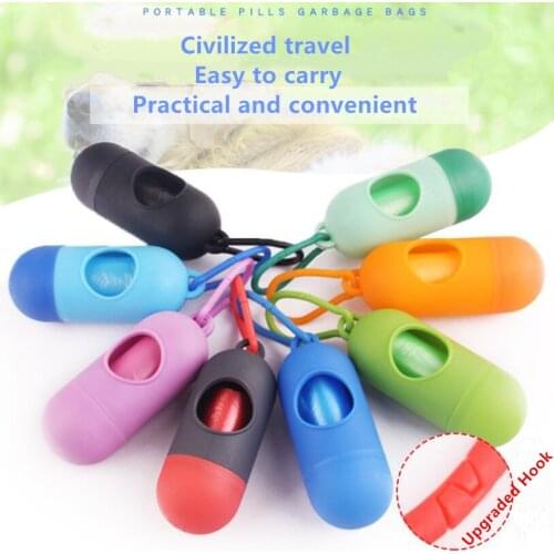 Plastic Box Pill Shape Portable Pet Garbage Bags Pick-up Cat Dog Poo Extractive Clean-up Waste Bag Outside Walking Dog Using