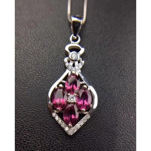 Elegant Lovely geometry natural pink topaz Pendant natural gemstone pendant necklace S925 silver women girl gift party jewelery