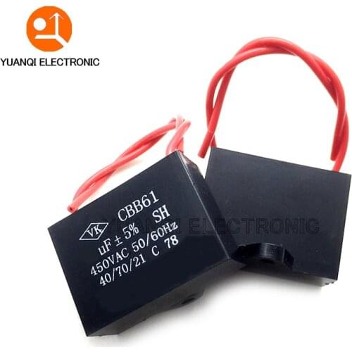 CBB61 450V 1UF 1.2UF 1.5UF 2UF 2.5UF 3UF 3.5UF 4UF 4.5UF 5UF 8UF 10UF 18UF 20UF 25UF Terminal Ceiling AC Fan starting capacitor
