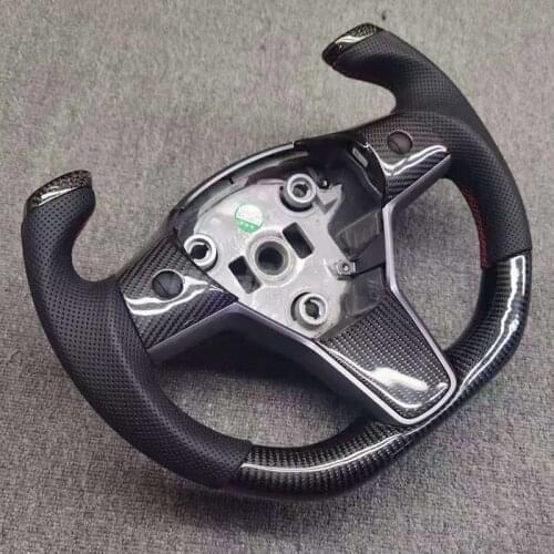 High Quality Customize For Tesla Model 3 Model Y 2017 2018 2019 2020 Carbon Fiber Steering Wheel With Switch