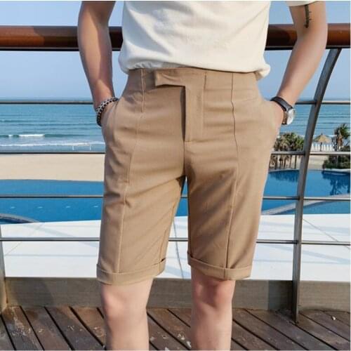 2021 High Quality Korean Solid Slim Fit Suit Shorts Men Clothing Simple All Match Business Formal Wear Short Homme Streetwear