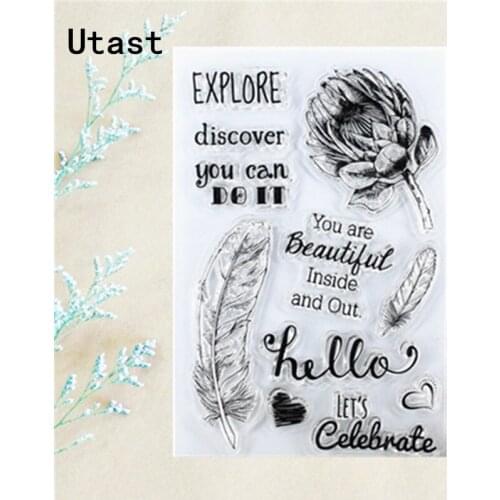 Feather Flower Clear Silicone Stamps /Transparent Rubber Stamp for DIY Scrapbooking /Photo Album Decorative Craft Making