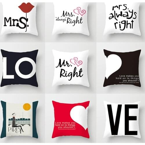 Nordic minimalist style Valentines Day letter pattern red lips rose pillowcase sofa car waist pillowcase home decoration