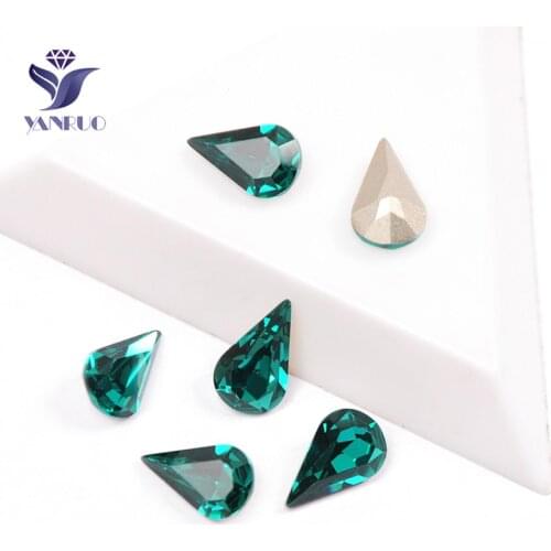 YANRUO 4300 Pear Drop Blue Zircon Sewing Diamond For Craft Nails Art Rhinestone Glass Strass Crystal With Crystals In Herons