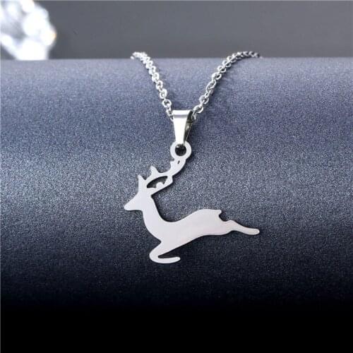 Vintage Little Running Antler Deer Elk Necklace Little Antlers Cute Choker Necklace For Women Animal Charms Pendant Jewelry